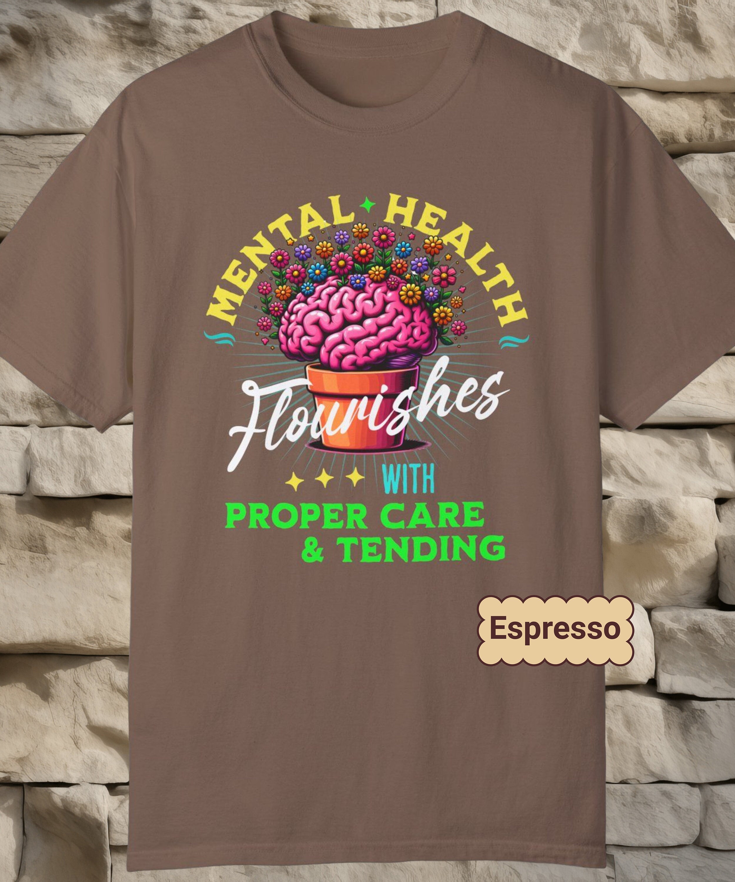 Mental Health Flourishes T-shirt, Awareness Tee, Floral Brain Graphic ...
