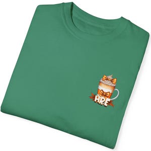 One More Sip 'Til HRE T-shirt, Pumpkin Spice Latte Tee, ABA Therapy Shirt, Pocket Design, Cozy Fall Vibes, Coffee Lover Gift image 4