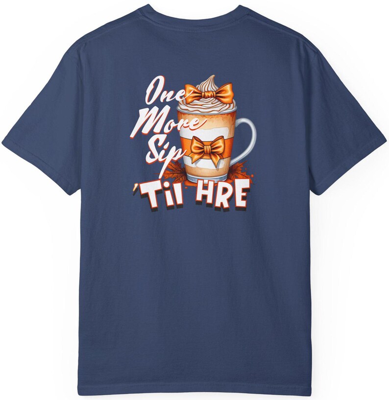 One More Sip 'Til HRE T-shirt, Pumpkin Spice Latte Tee, ABA Therapy Shirt, Pocket Design, Cozy Fall Vibes, Coffee Lover Gift image 5