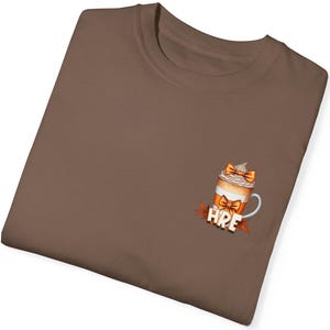 One More Sip 'Til HRE T-shirt, Pumpkin Spice Latte Tee, ABA Therapy Shirt, Pocket Design, Cozy Fall Vibes, Coffee Lover Gift image 2