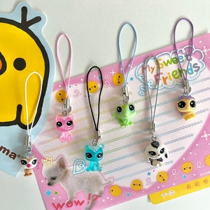 littlest pet shop phone charm, LPS mini, cute kawaii accessory, nostalgic toy keychain, animal lover gift idea, personalized keyring