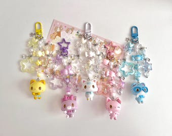Handmade Mewkledreamy Keychain: Pastel Beaded Y2K Bag Charm