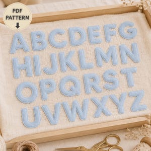 Filz-Alphabet-Vorlage A-Z (PDF), druckbare Buchstaben für Namensgirlanden in 3 Größen