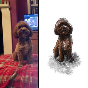 Ritratto di animale domestico personalizzato da foto su stampa artistica tradizionale su carta testurizzata A4