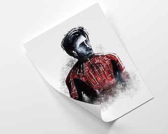 Tobey Maguire, Spider-Man Portrait traditioneller Kunstdruck A4 hochwertig strukturiertes Papier Sam Raimkmovie