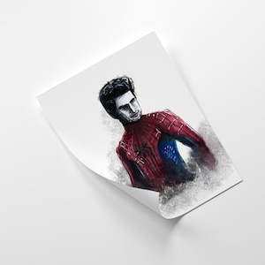 Andrew Garfield, ritratto di Spider-Man tradizionale stampa artistica A4 carta ruvida di alta qualità Incredibile film di Spiderman