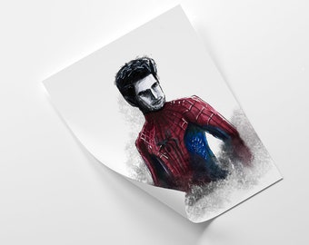 Andrew Garfield , Spider-Man portrait traditional art print A4 high quality textured paper Amazing Spiderman movie