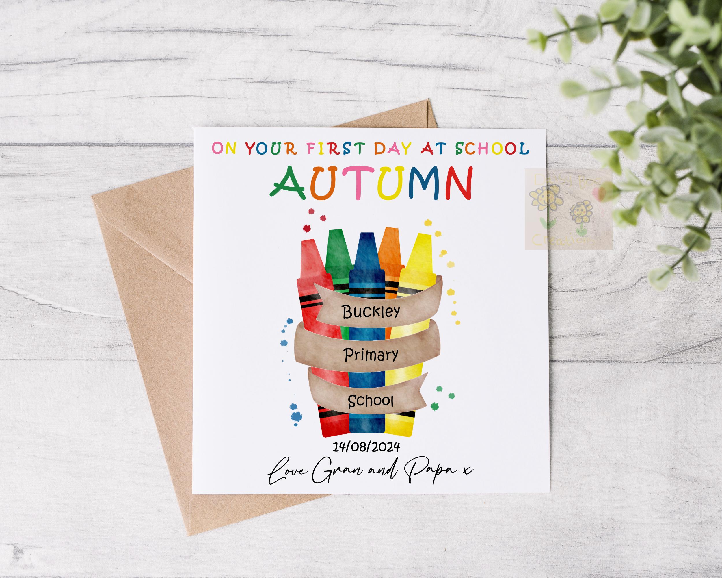 First Day at School Card, Personalised Starting School Card, Card for ...