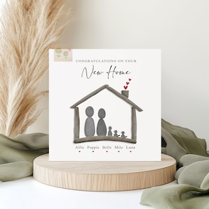 Personalised New home card, pebble family design moving house card, for families, friends image 2