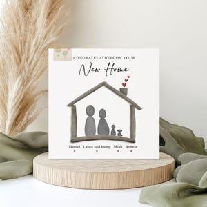 Personalised New home card, pebble family design moving house card, for families, friends image 4