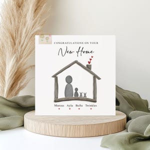 Personalised New home card, pebble family design moving house card, for families, friends image 6