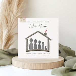 Personalised New home card, pebble family design moving house card, for families, friends image 5