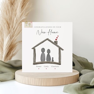 Personalised New home card, pebble family design moving house card, for families, friends image 3