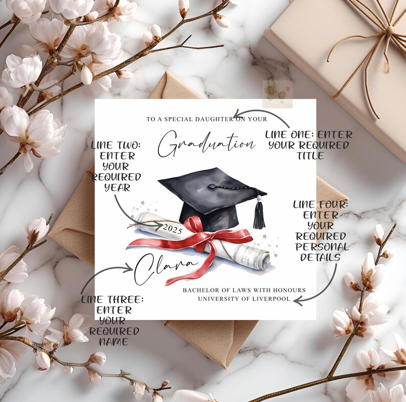 Personalized College Graduation Card, Custom College Grad Card, Daughter Congratulations College Graduation Gift, University Graduation Card
