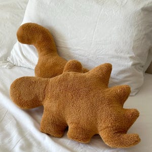 Dinosaur Nugget Pillow Plush (set of 2)-13*18” Large Dino chicken nuggets pillow, Toy for kids- Cute Room decor Stegosaurus Brontosaurus