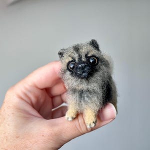 Little doggie. Cute wool dog. Needle felted miniature animal toy. Pet for Blythe. Ready to ship.