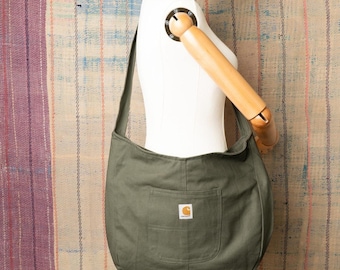 Custom upcycled carhartt sling bag