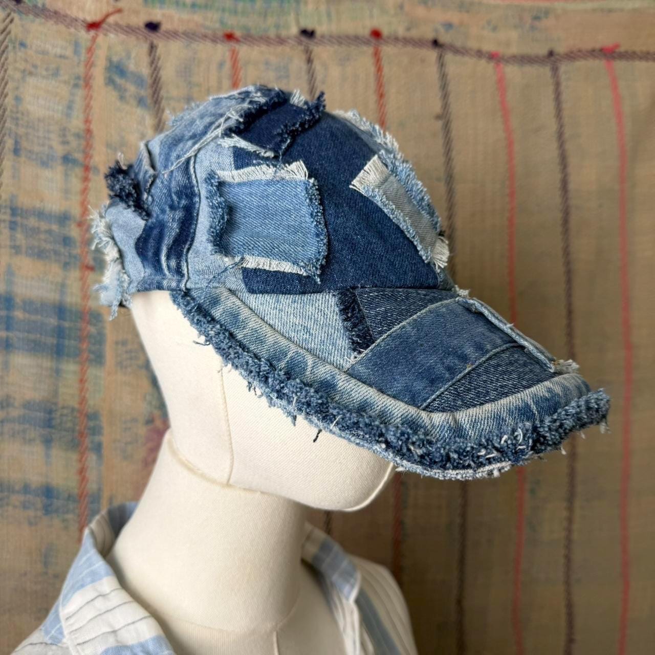 Patchwork Denim Hat/Cap with LA Logo - ONE OF A KIND! VINTAGE DENIM Snapback / COW NY/LA – COWBOY HATS main image 4