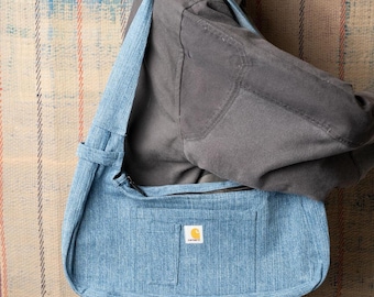 Anpassad återvunnen Carhartt axelväska – Y2K Mini Baguette Workwear Purse