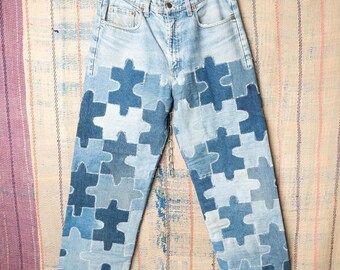 Custom levis patchwork jeans 32 x 29