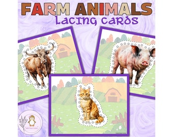 Farm Animal Lacing Cards: Fine Motor Skills Activity (PDF)