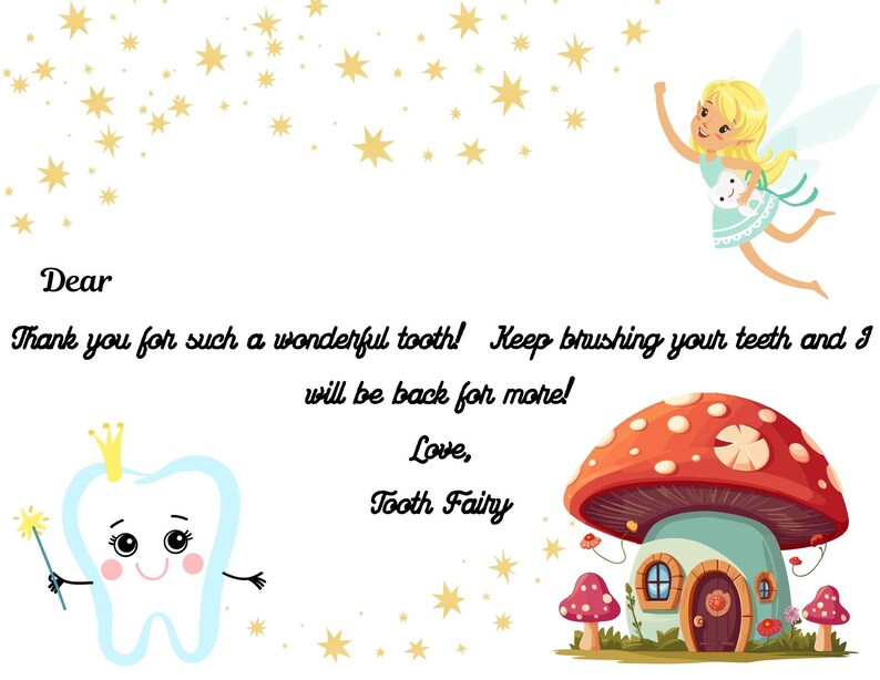 Tooth Fairy Letter, Certificates, Teeth Brushing Chart Digital
