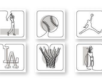 6 pack Line Art Sports Posters