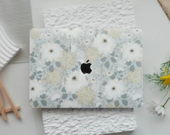 Étui macbook peinture fleurs encre nouveau MacBook Air15 Simple protection rigide macbook pro 14m3 air13m2 macbook pro13 m1 macbook pro16 m3