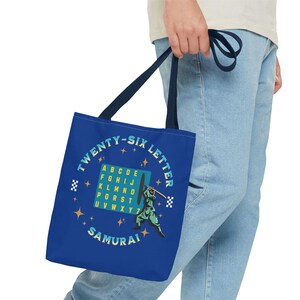 Bolsa de mano con diseño de samurái con veintiséis letras para el autismo, regalo no verbal para el autismo, genial portacartas, regalo para necesidades especiales, bolsa de mano para concienciar sobre la apraxia