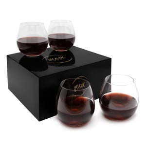 K&K Home Stemless Wine Glasses Set of 4, 15 Oz Wine Glasses for Red Wine, White Wine, Spirits, and Cocktails