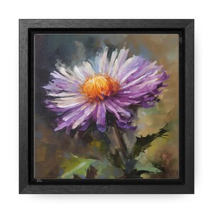 September birth flower - Aster oil painting print on framed wrapped canvas