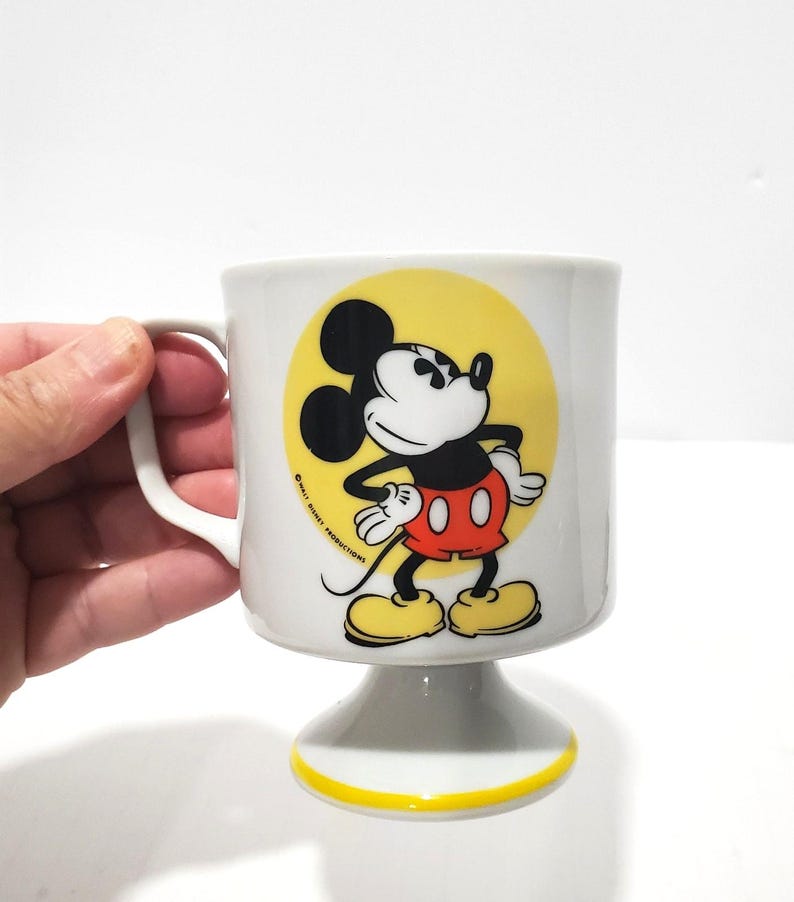 Taza de café de cerámica vintage de 8 oz con pedestal de Mickey Mouse de Walt Disney imagen 8