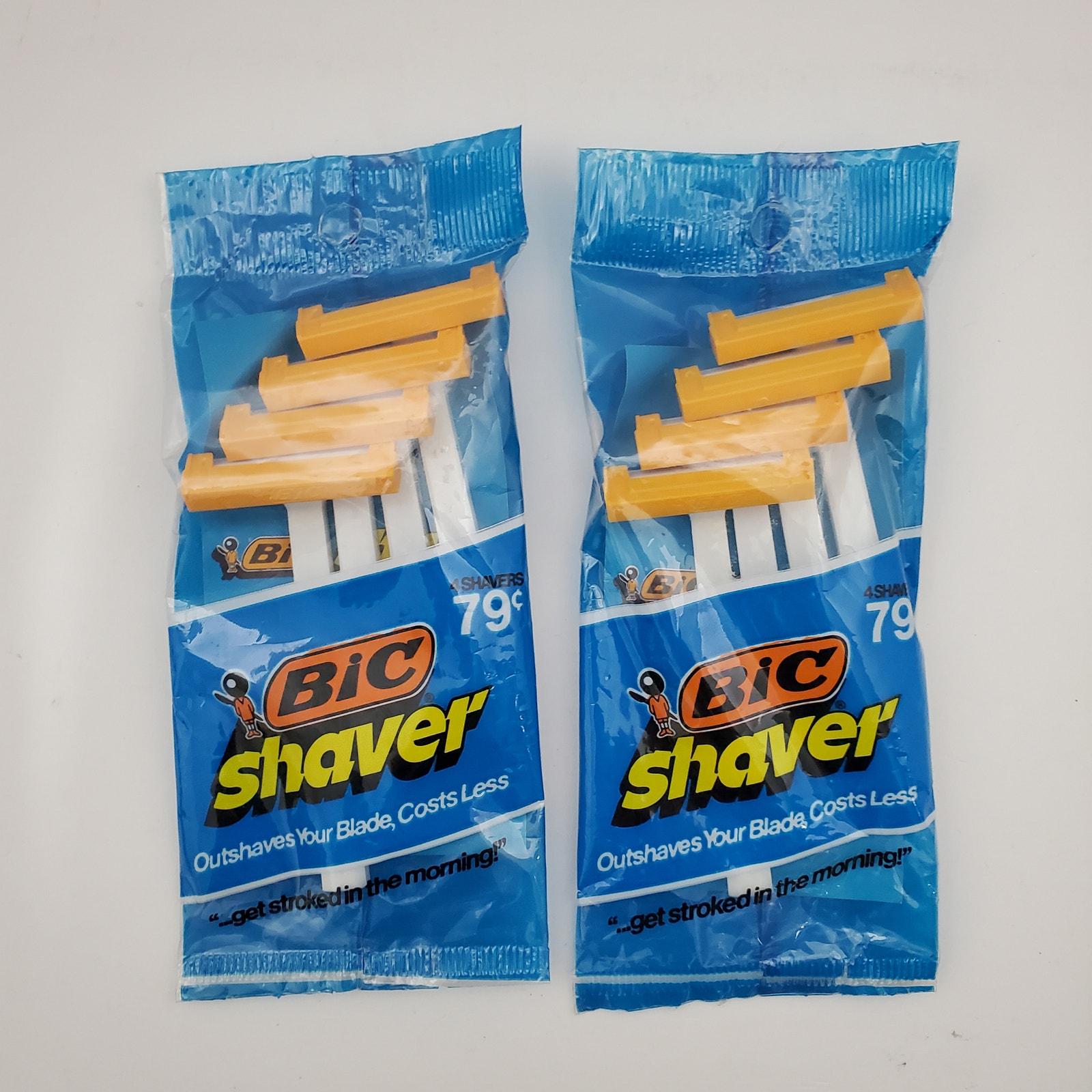 Vtg Bic Shaver Men's Lot of 2 Sealed Bags 8 Razors Get Stroked in the Morning