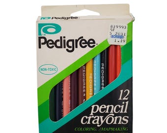 Lápices de colores vintage Pedigree de Empire, 12 unidades en caja, usados, publicidad de utilería.