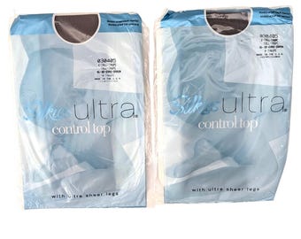 Top vintage Silkies Ultra Control, taglia extra lunga, color tortora, lotto di 2, sigillati, 2004