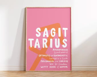 SAGITTARIUS Print Zodiac Poster Star Sign Wall Art SAGITTARIUS Wall Art Trendy SAGITTARIUS Poster Zodiac Sign Print Digital Download