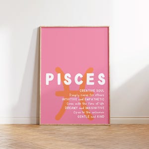 PISCES Print Zodiac Poster Star Sign Wall Art Pisces Wall Art Trendy Pisces Poster Zodiac Sign Print Digital Download