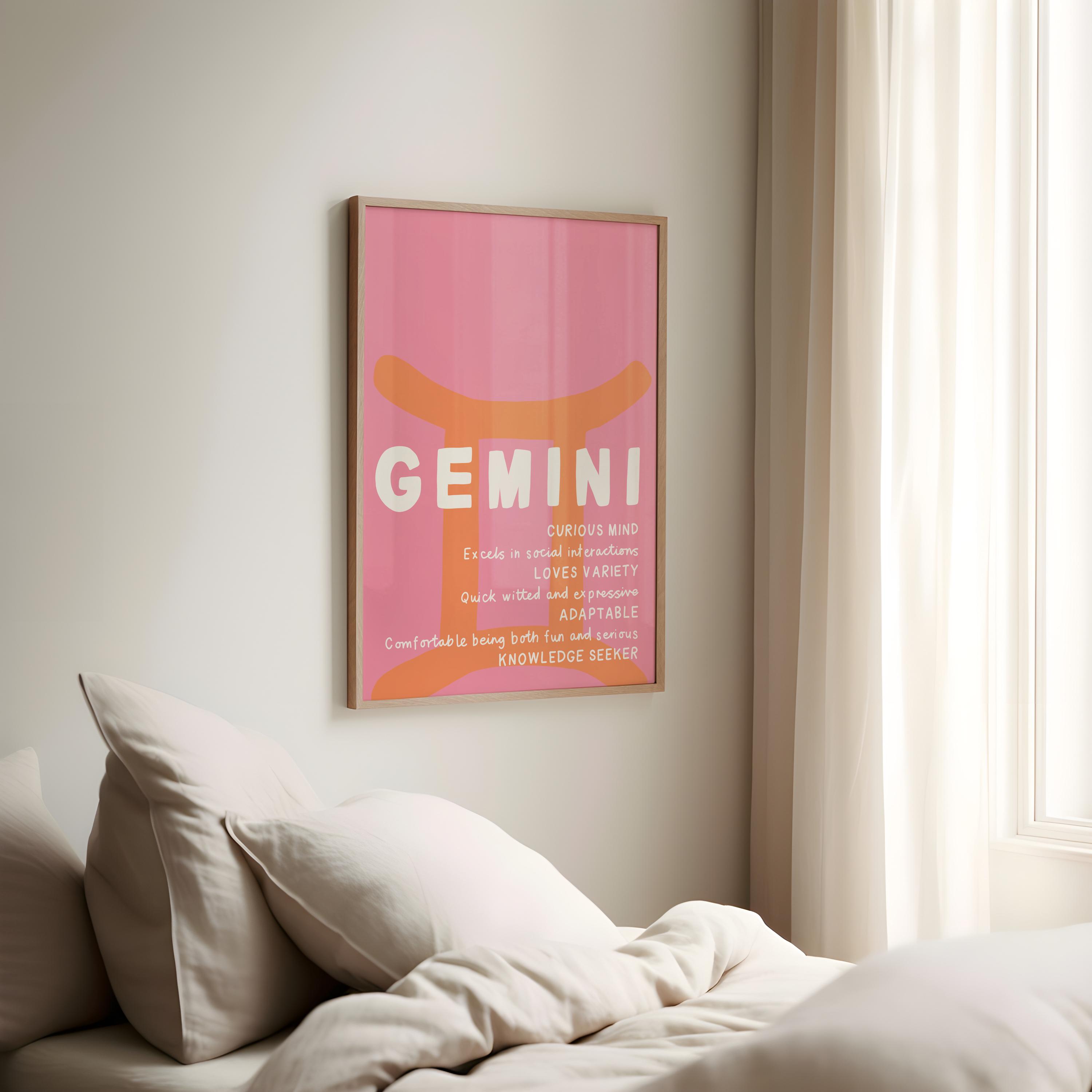 GEMINI Print Zodiac Poster Star Sign Wall Art Pisces Wall Art Trendy ...