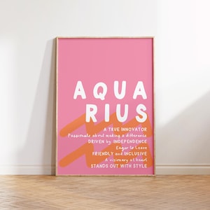 AQUARIUS Print Zodiac Poster Star Sign Wall Art Aquarius Wall Art Trendy Gemini Poster Zodiac Sign Print Digital Download