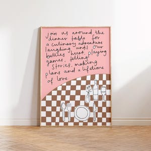 Dinner Table Print, Kitchen Gallery Wall Art, Typography Wall Art, Kitchen, Colourful Wall Prints, Quote Poem Art, Trendy Home Decor BROWN