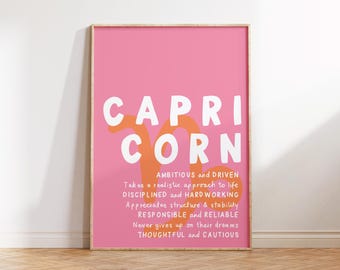 CAPRICORN Print Zodiac Poster Star Sign Wall Art Capricorn Wall Art Trendy Capricorn Poster Zodiac Sign Print Digital Download