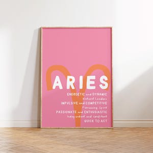 ARIES Print Zodiac Poster Star Sign Wall Art Aries Wall Art Trendy Gemini Poster Zodiac Sign Print Digital Download