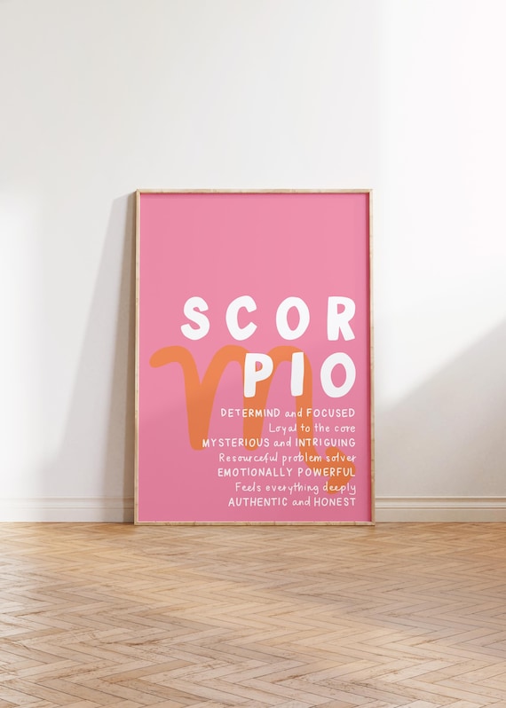 SCORPIO Print Zodiac Poster Star Sign Wall Art Scorpio Wall Art Trendy Scorpio Poster Zodiac Sign Print Digital Download