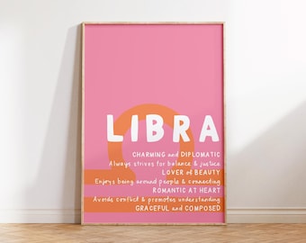 LIBRA Print Zodiac Poster Star Sign Wall Art Libra Wall Art Trendy Libra Poster Zodiac Sign Print Digital Download