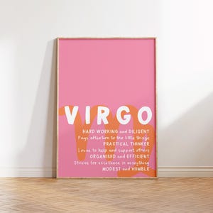VIRGO Print Zodiac Poster Star Sign Wall Art Virgo Wall Art Trendy Virgo Poster Zodiac Sign Print Digital Download