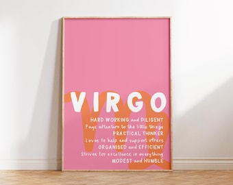 VIRGO Print Zodiac Poster Star Sign Wall Art Virgo Wall Art Trendy Virgo Poster Zodiac Sign Print Digital Download