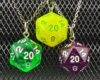 D20 dobbelsteen ketting - D20 sieraden op ware grootte