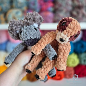 Crochet Pattern: Claw Clip Buddies - Sloth and Koala (Low Sew)