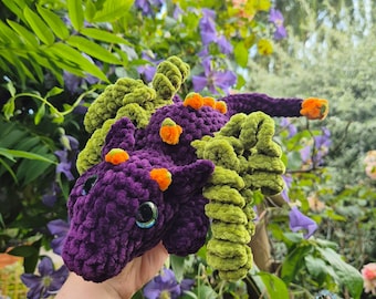Crochet Pattern: Bramble the Pumpkin Dragon (No Sew)