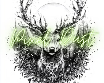 Enchanted Forest Creature Tattoo Collection – Pack of 4 Digital Images